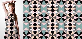 11004v Materiał ze wzorem geometryczny motyw kolorowe romby trójkąty w paski